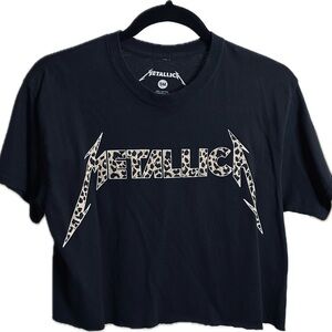 Metallica Crop Top Tilly’s Cotton Tee Black Cheetah